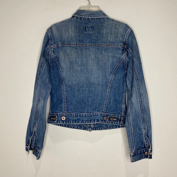 Vintage Y2k Gap Dark Wash Denim Trucker Jacket - Picture 2 of 13